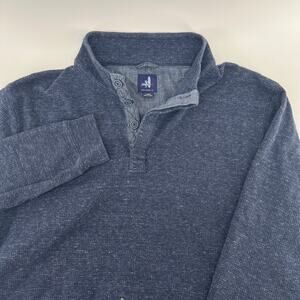 Johnnie-O Wake Baker Henley Pullover Sweater Mens L Blue Split Tail Outdoor Hike